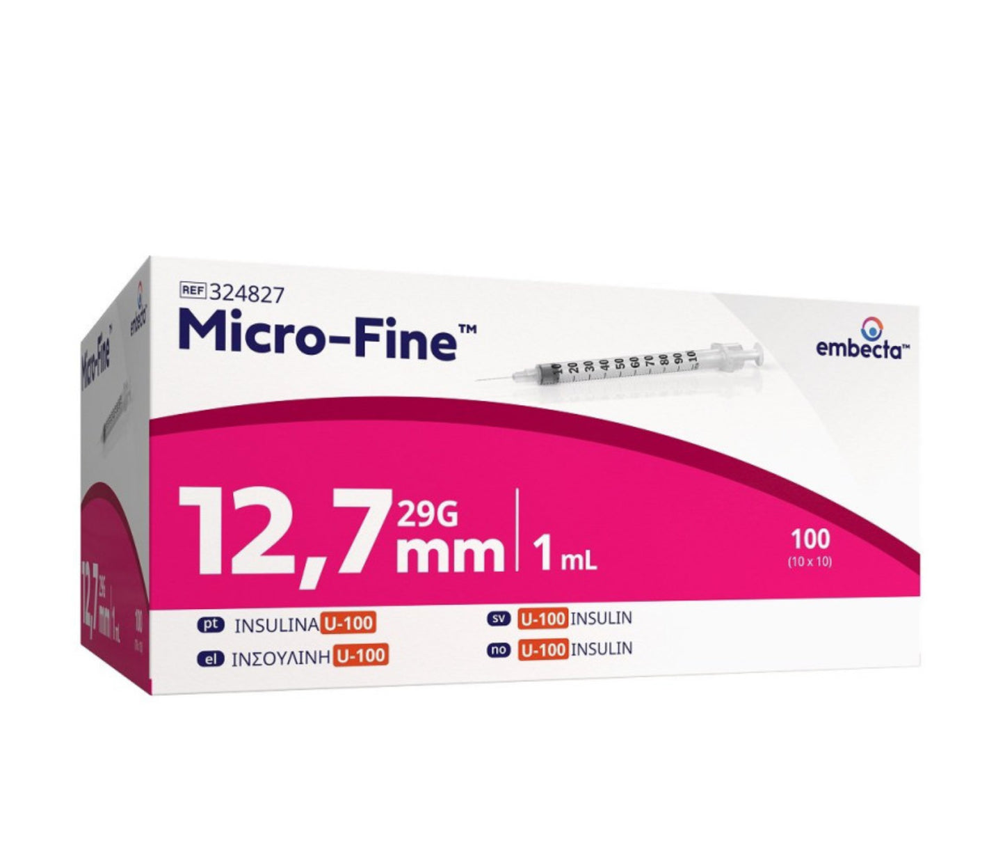 BD Microfine Insulin Syringes 1ml x 12.7mm 29G (100)