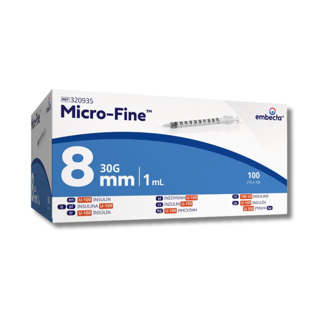 1 x Box of BD Micro Fine Plus 1ml 30G 8mm x 100 Needles